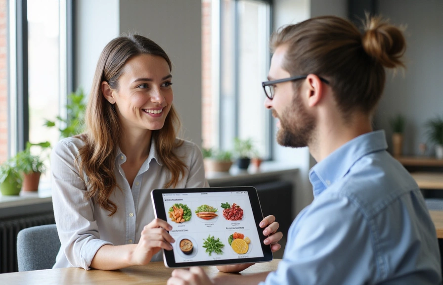 Εικόνα διατροφολόγου που συμβουλεύει έναν πελάτη